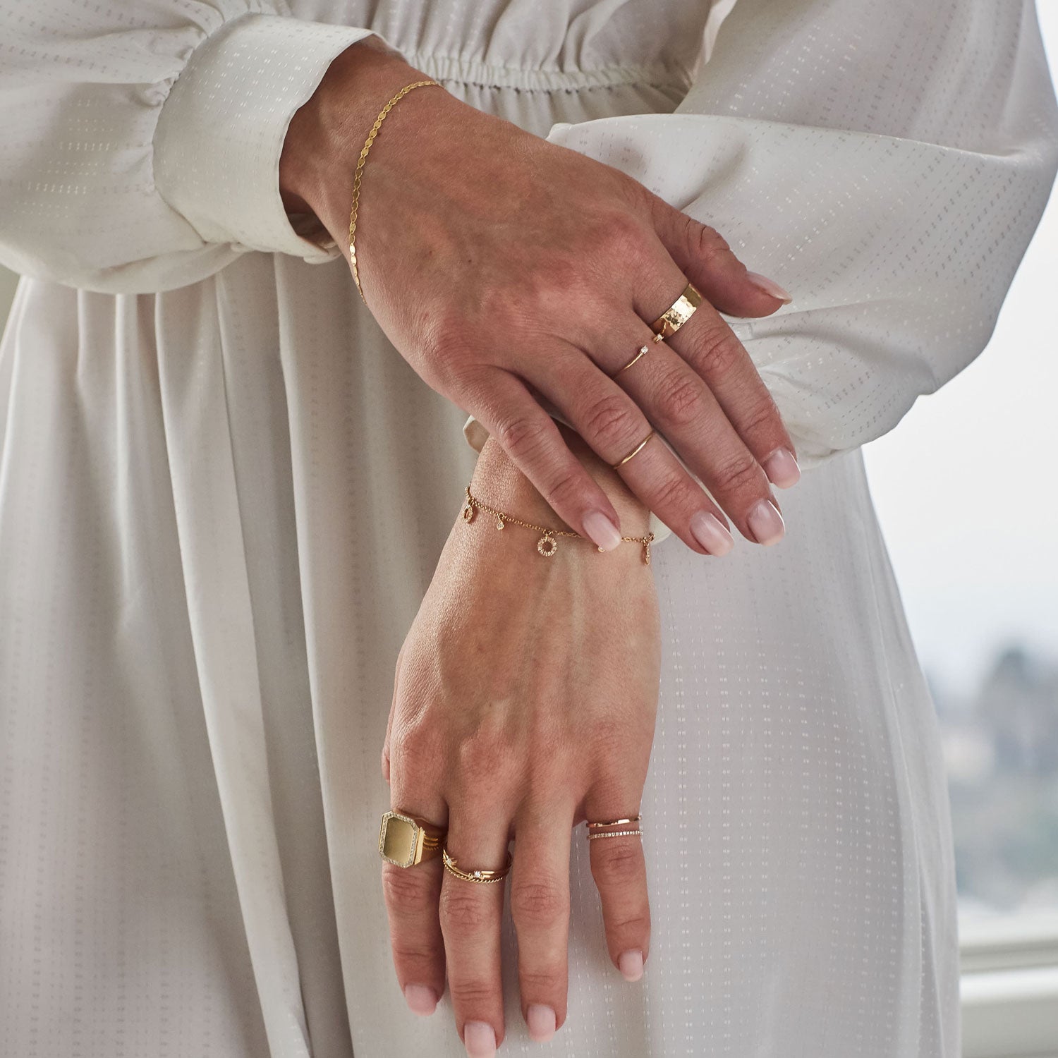 Diamond Floating Stacker Pinky Ring