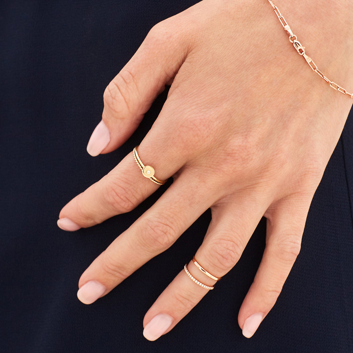Diamond Floating Stacker Pinky Ring