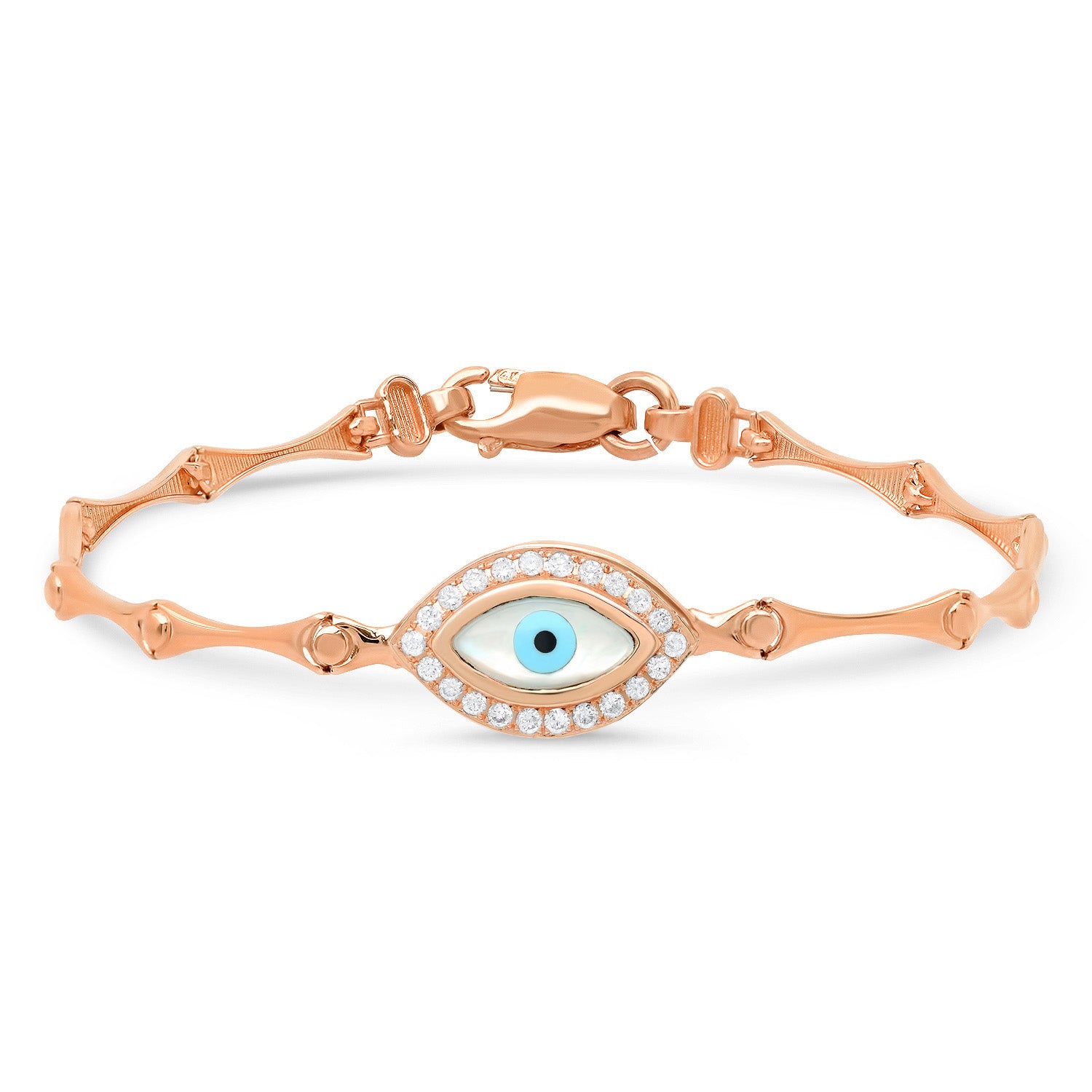 Diamond Mother of Pearl Evil Eye Link Bracelet