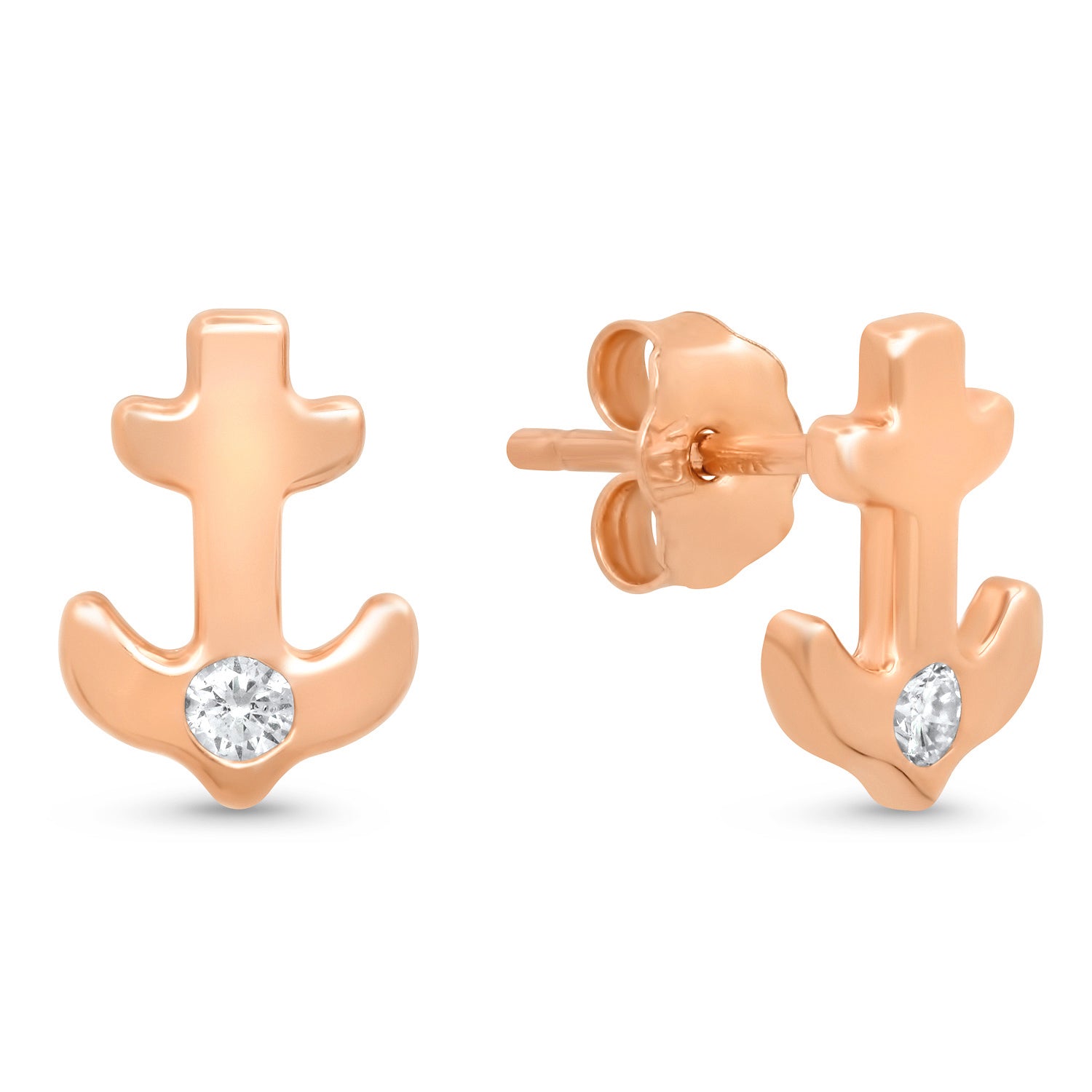 Mini Anchor Studs with Diamond Accent