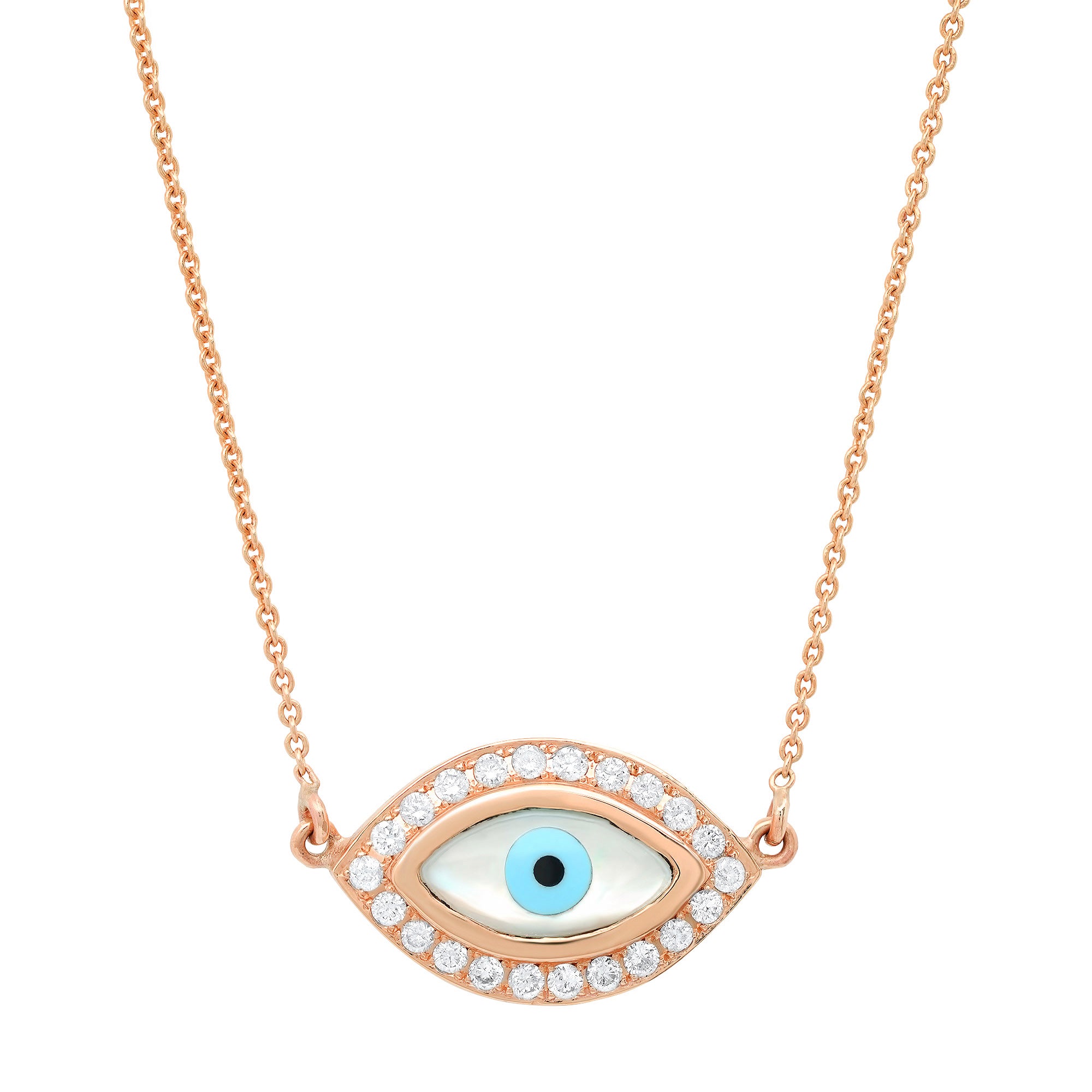 Mother of Pearl Diamond Evil Eye Necklace