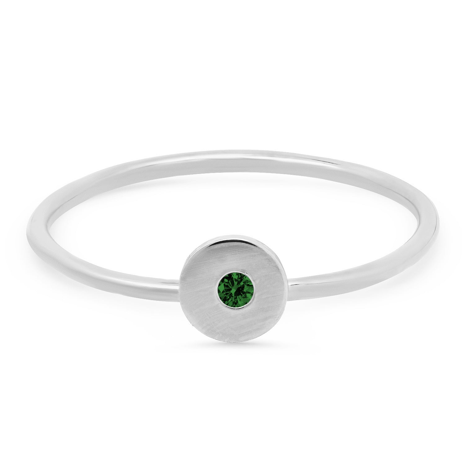 Circle Ring with Emerald Accent
