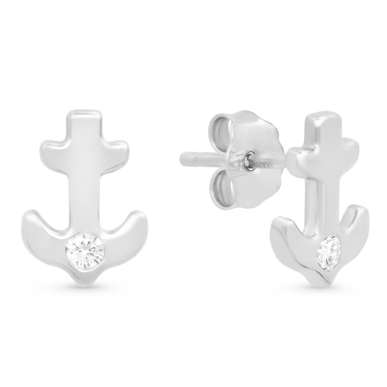 Mini Anchor Studs with Diamond Accent