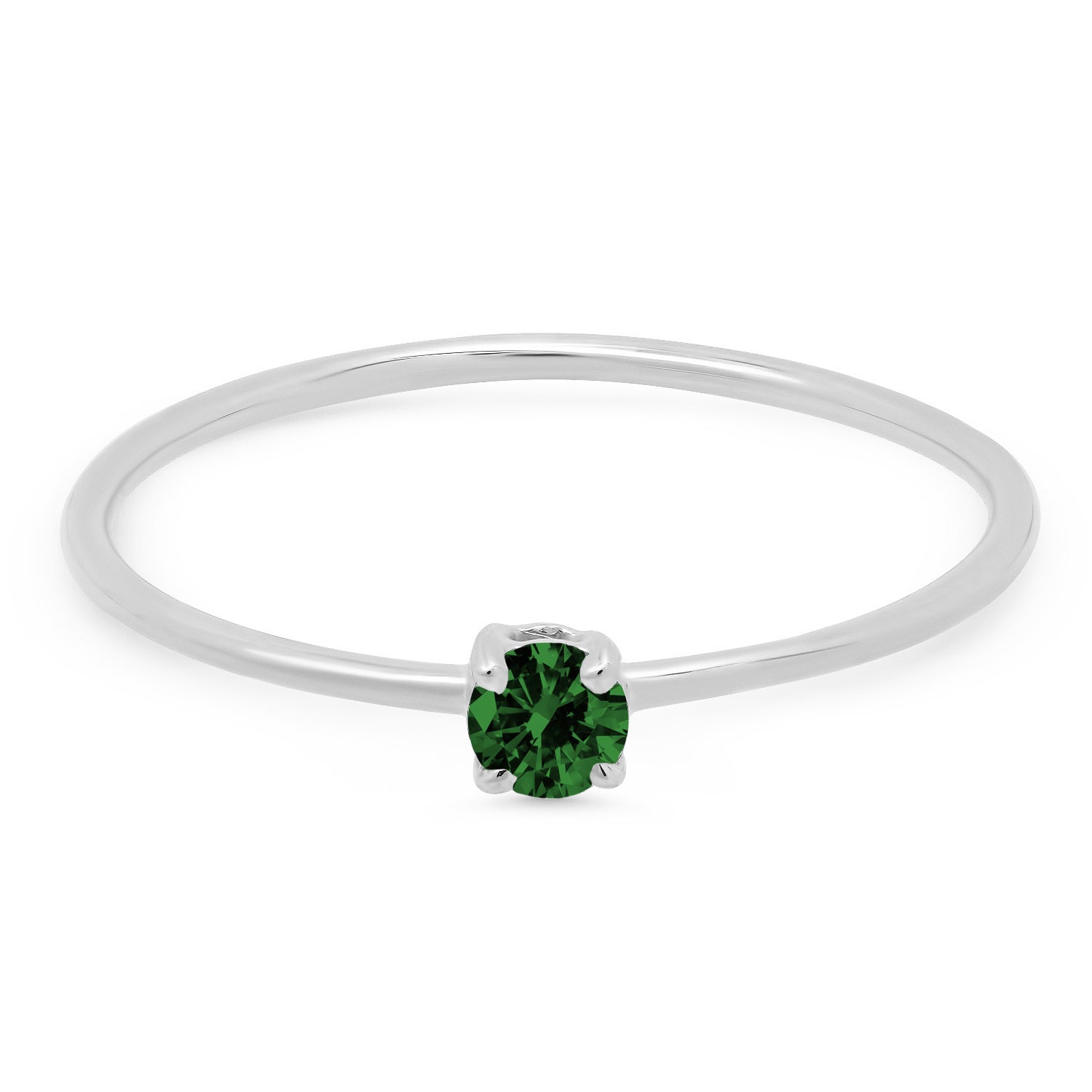 Round Emerald Prong Set Ring