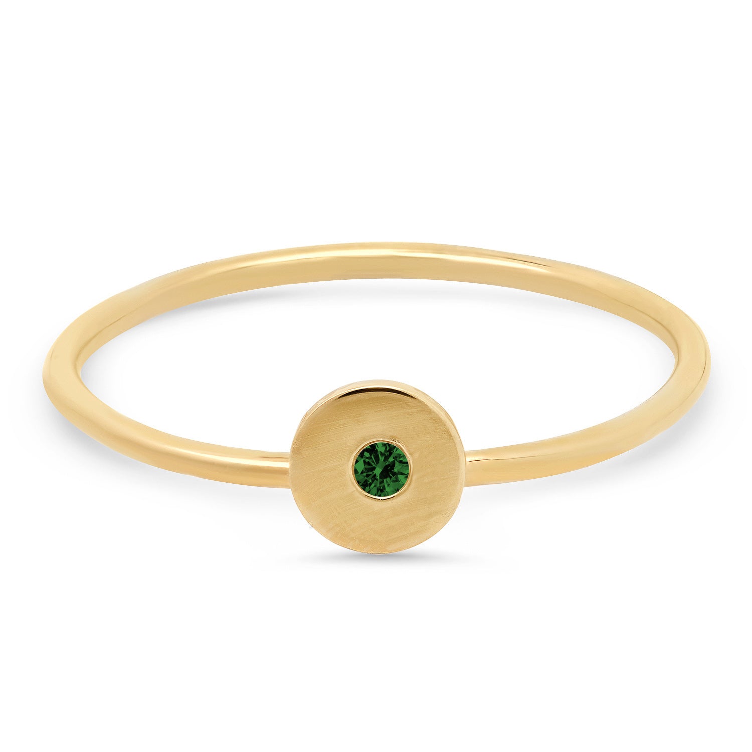 Circle Ring with Emerald Accent
