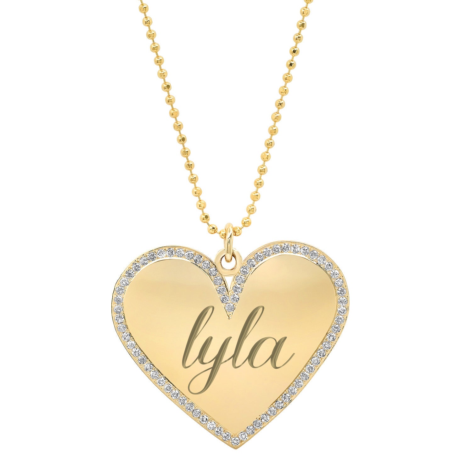 Diamond Border Large Heart Pendant