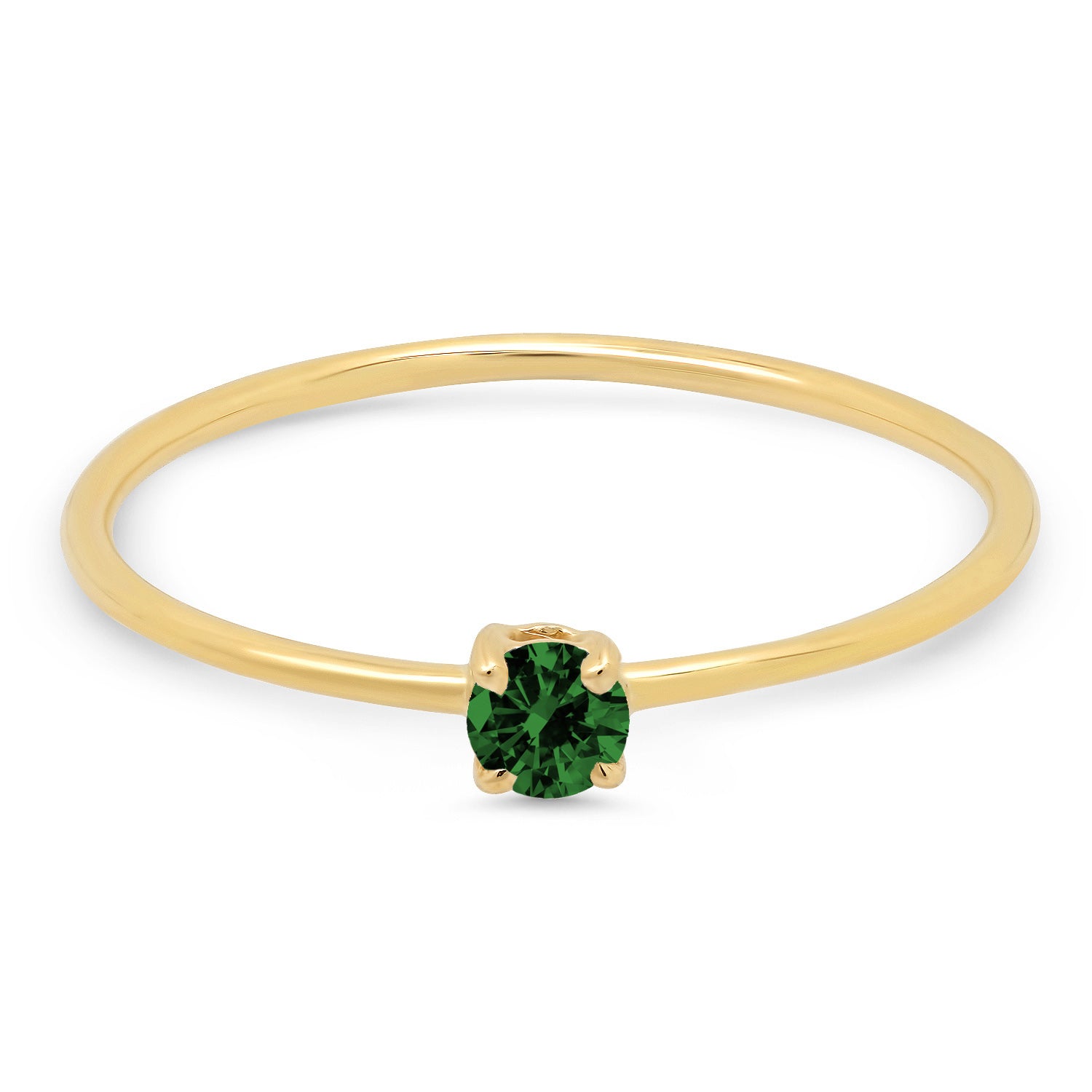 Round Emerald Prong Set Ring