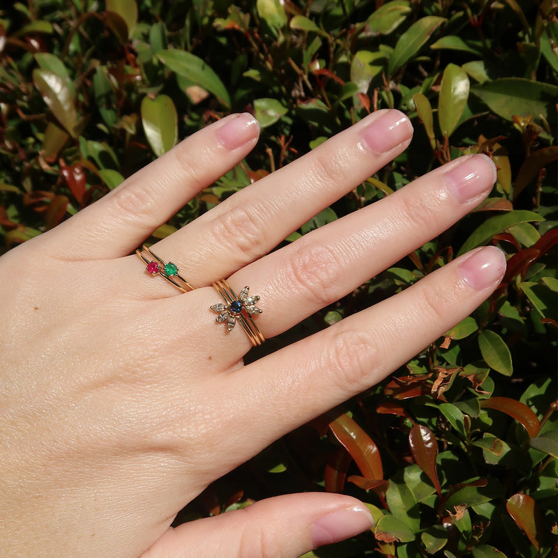 Round Blue Sapphire Prong Set Ring