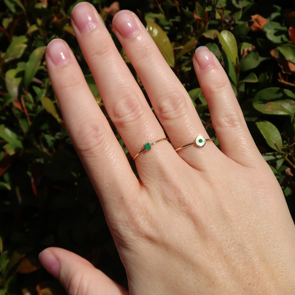 Circle Ring with Emerald Accent