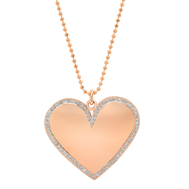 Large Turquoise Heart Pendant Necklace 14K Gold