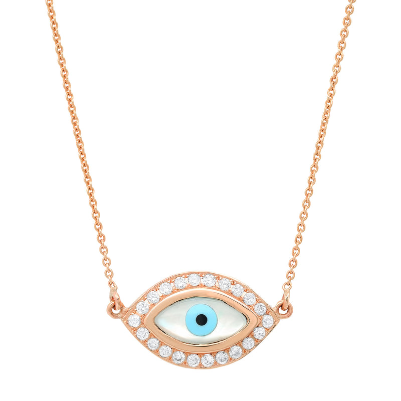 Mother of Pearl Diamond Evil Eye Necklace