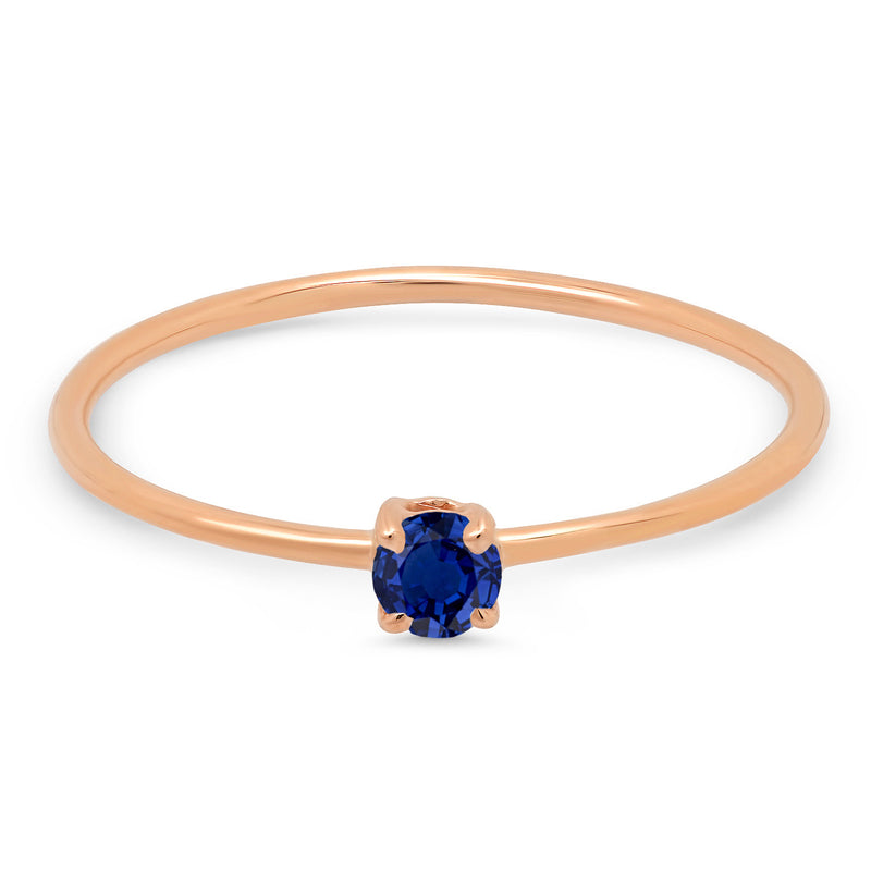 Round Blue Sapphire Prong Set Ring