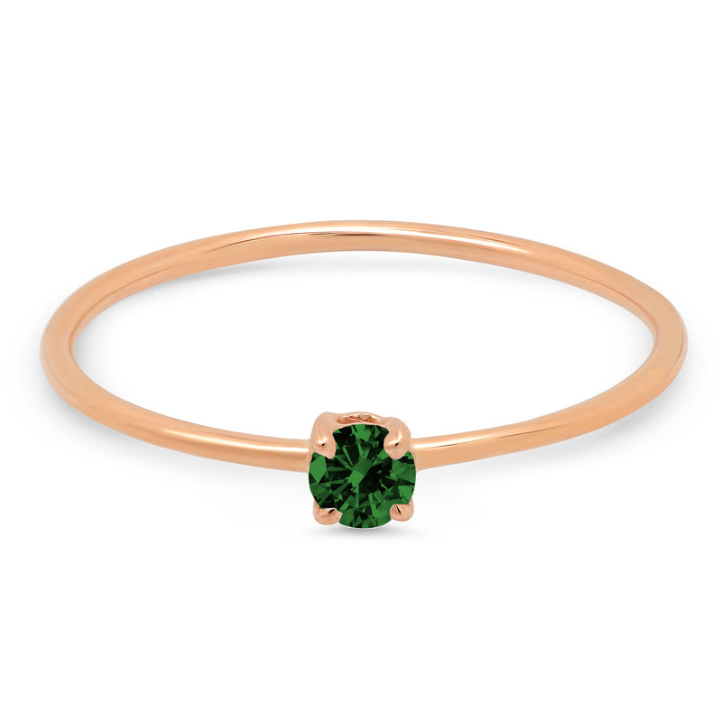 Round Emerald Prong Set Ring