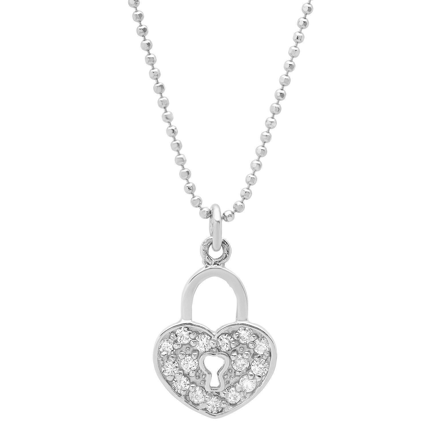 14K Yellow Gold-Filled Diamond Heart Locket Pendant Necklace