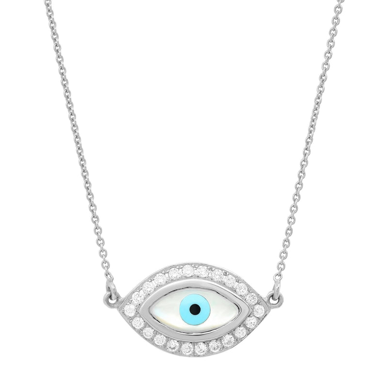 Mother of Pearl Diamond Evil Eye Necklace