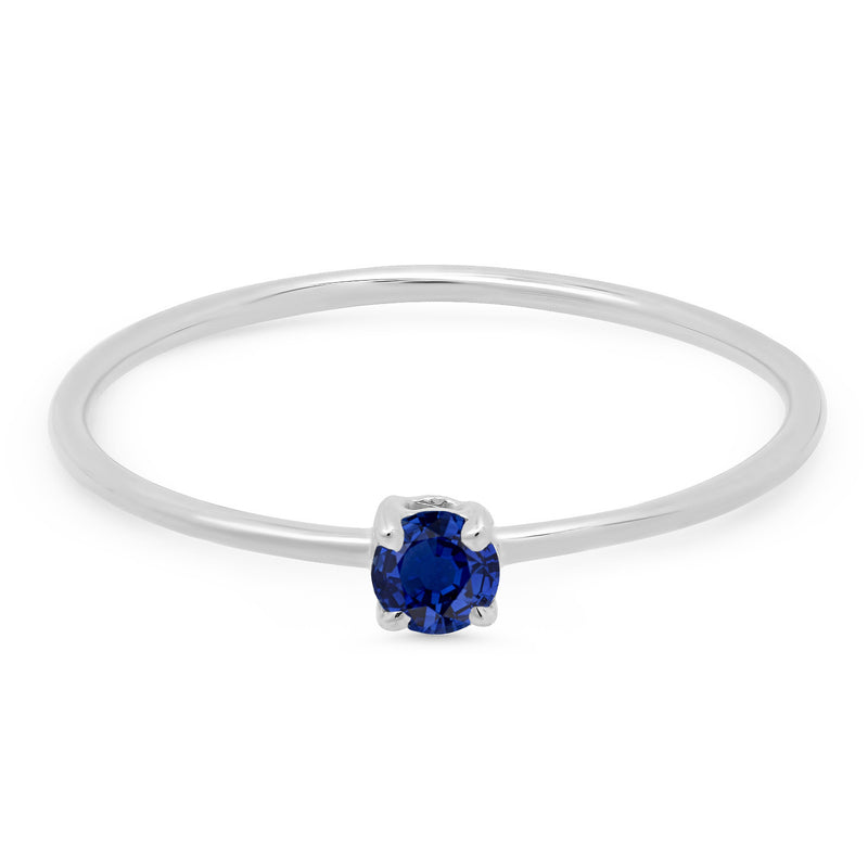 Round Blue Sapphire Prong Set Ring