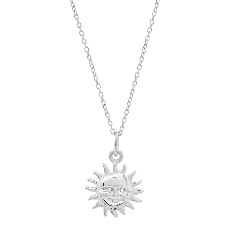 Necklace gold on silver sun charm pendant