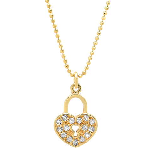 Emma Heart Lock Necklace in Gold