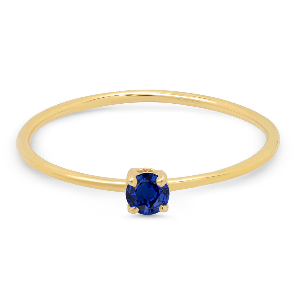 Round Blue Sapphire Prong Set Ring