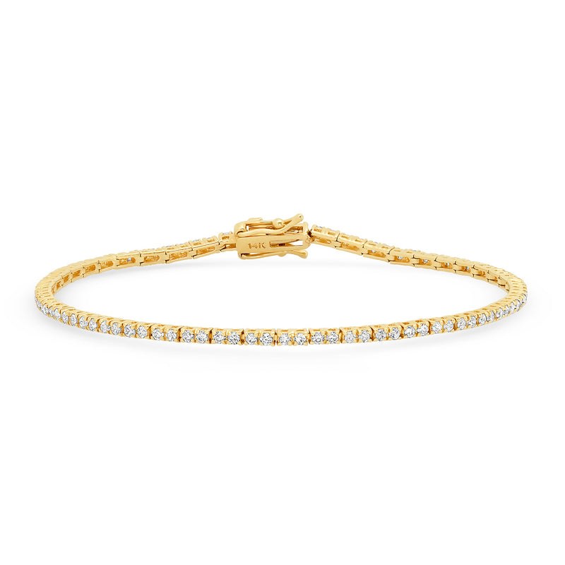 14K Gold Diamond Accented Heart Shaped Tennis Bracelet