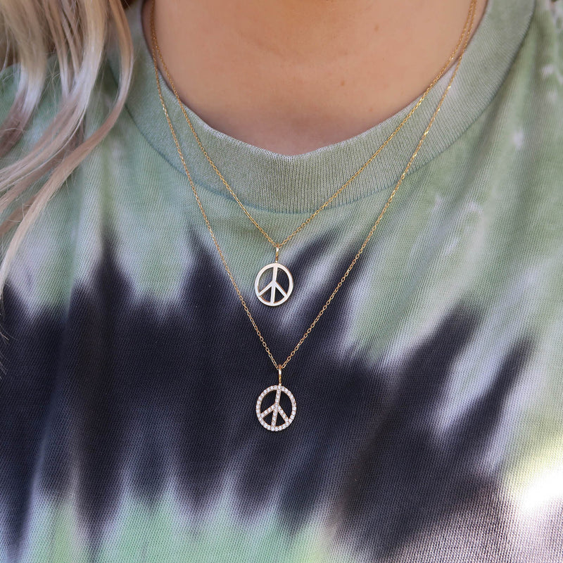 Diamond Peace Sign Pendant