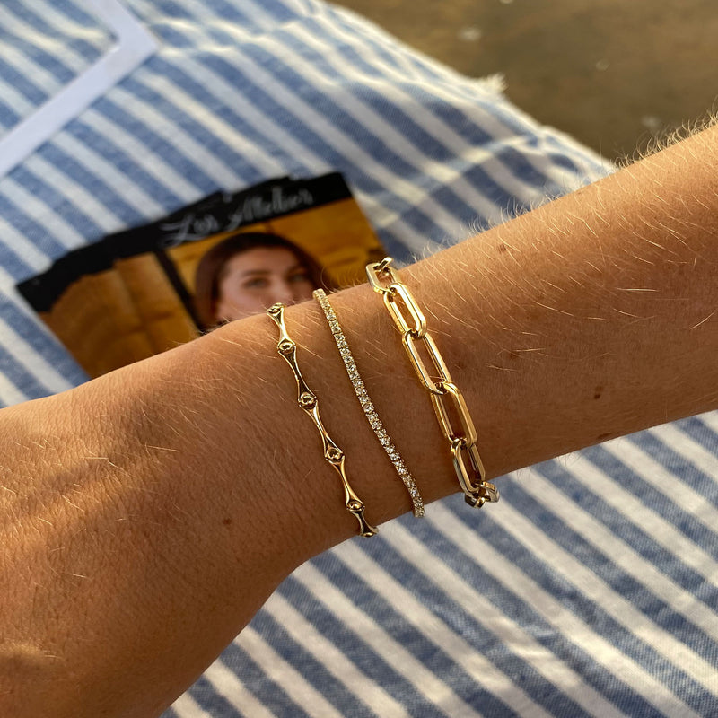 14kt gold alternating diamond large cuban link bracelet | Luna Skye